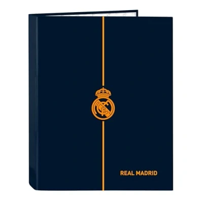 Afbeelding van Safta Real Madrid 2. Team 24/25, 4 ringen map ideaal voor kinderen van verschillende leeftijden, comfortabel en veelzijdig, kwaliteit duurzaamheid, 26,5 x 33 cm, marineblauw