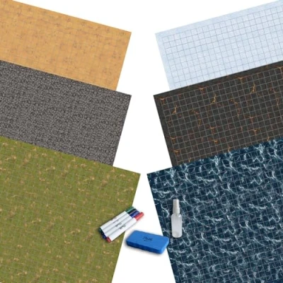 Afbeelding van Path Gaming Dubbelzijdige Battle Grid Game Mat 36 X 24 Inch 3 Matten, 6 Terreinen, 4 Markers, 1 Gum en Spuitfles. Geweldig voor kerkers draken/DND