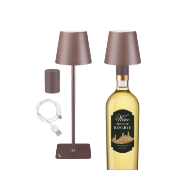 Afbeelding van BEPER P201UTP120 2in1 Draadloze Tafellamp, Bureau Touch Lamp, 1.5W, USB Oplaadbare Led Lamp voor Binnen en Buiten, Inclusief flesadapter, Corten