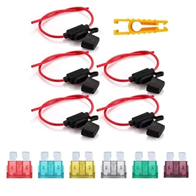Afbeelding van Kundorf auto zekeringhouder 5 stuks waterdichte 12 AWG vrachtwagen standaard platte met 8 zekeringen 2 x A 10 15 20