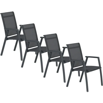Afbeelding van Santana dining tuinstoel donker grijs 4 stuks