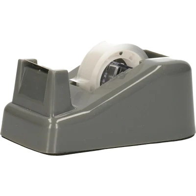 Afbeelding van Topwrite Plakbandhouder mini met rol plakband zwart kunststof afscheur kartels strip