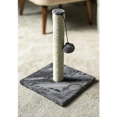 Afbeelding van Marco Paul Heavy Duty lange krabpaal grote kat krabplank Stretch, stabiel en sterk kitten hangende bal verticale paal zachte pluche basis kattentorens voor indoor katten spelen 40cm