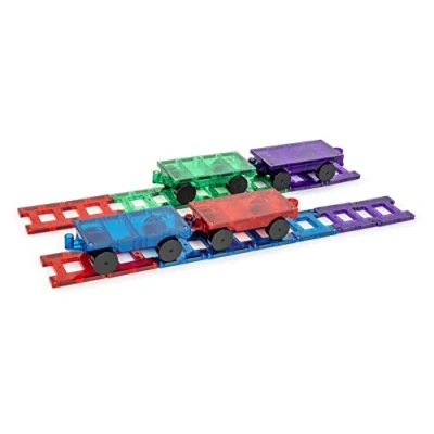 Afbeelding van Playmags 20 Delige Treinset: nu met Sterkere Magneten, Stevig, Superduurzaam Levendige, Heldere Kleurentegels