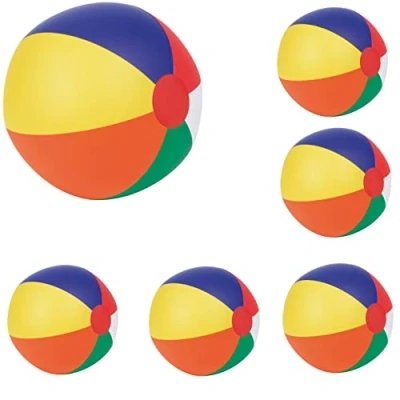 Afbeelding van Set van 6 opblaasbare waterballen, strandballen, vakantie, strand, zwembad (regenboog)