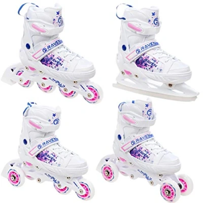 Afbeelding van Raven Meia, 4 in 1 inlineskates/triskates/rolschaatsen/schaatsen, verstelbaar met led lichtwiel, 28 32 (18,5 21 cm))