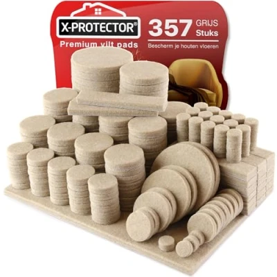 Afbeelding van Meubilair Pads Vloerbeschermers X PROTECTOR 357 stuks, Beige Vilten voor Stoelpoten Meubelpoten Enorme Hoeveelheid Vloerbescherming