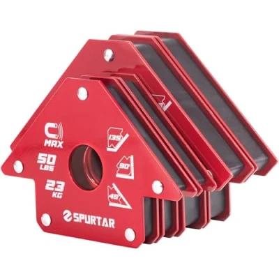 Afbeelding van Spurtar 4 stuks lasmagneten sterke magnetische, 2stuks 23KG and 34KG houdkracht, lashoek, magnetisch, lashouder klemmen pijlmagneet metaalbewerking gereedschap en uitrusting 45, 90, 135