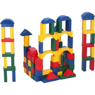 Afbeelding van Marionette Wooden Toys Blokkenton Met Houten Blokken 100 Stuks
