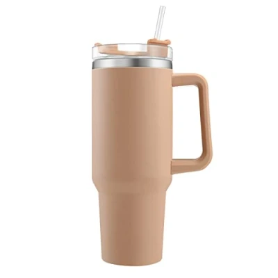 Afbeelding van Onezebra Dubbelwandige, roestvrijstalen vacuüm isolatiebeker, beker met handvat en rietje, 1200 ml, geïsoleerde koffiemok, autobeker, thermobeker voor warme dranken, curry