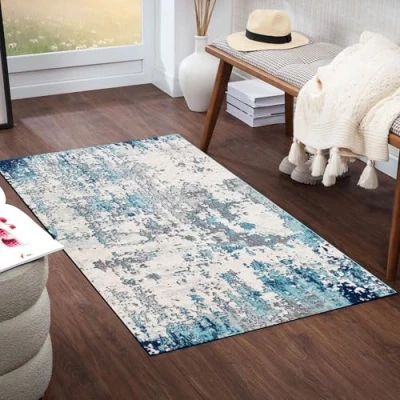 Afbeelding van SURYA SARAH Modern abstract design Blauw/grijs