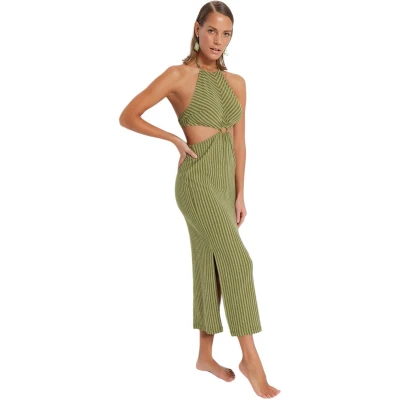 Afbeelding van Trendyol Beige Maxi Gebreide Strandjurk Met Accessoires En Textuur Tbess23El00066