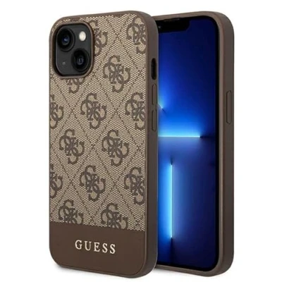 Afbeelding van Guess 4G Stripe Back Case Geschikt voor Apple iPhone 14 (6.1&quot;) Bruin
