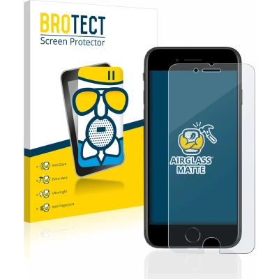 Afbeelding van BROTECT AirGlass Matte kogelwerende glasfolie (1 Stuk, Apple iPhone SE (2e generatie)), Smartphone beschermfolie, Grijs