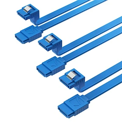 Afbeelding van SABRENT SATA III (6 Gbit/s) Rechthoekige Datakabel Met Vergrendeling Voor HDD/SSD/CD en DVD drives (3 stuks 20 inch) In Blauw (CB SRB3)