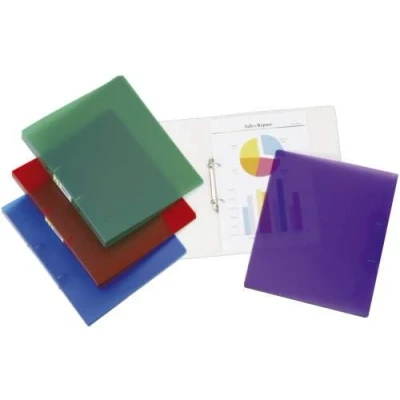 Afbeelding van Q CONNECT ringmap, PP, 4 ringen, 25 mm, transparant blauw ringmap
