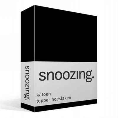 Afbeelding van Snoozing Katoen Topper Hoeslaken Eenpersoons 90x220 cm Zwart