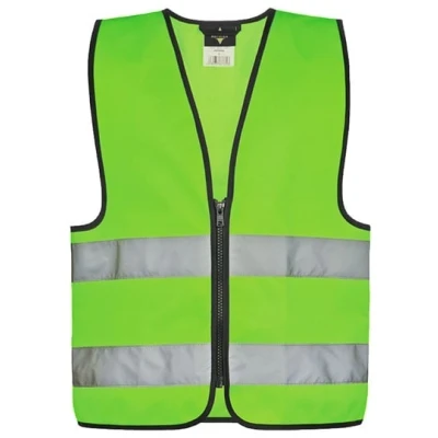 Afbeelding van Korntex Kids ́ Hi Vis Safety Vest With Front Zipper Aalborg KX201 Neon Green