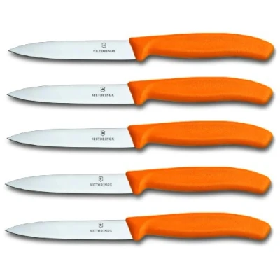 Afbeelding van Victorinox 5 delige set groentemessen Swiss Classic, oranje, 10 cm zonder gekartelde rand, tomatenmes