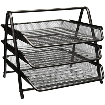 Afbeelding van Zuvo Mesh Desk Organizer 3 Tier Letter Tray Office Desktop Document Paper File Storage Vulcollectie voor thuis en op kantoor (Zwart)
