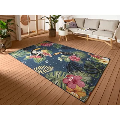 Afbeelding van Binnen &amp; Buitenkleed Tucan 160x235 cm Blauw 123vloerkleed.nl is de online webshop voor vloerkleden en woonaccessoires.