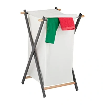 Afbeelding van Relaxdays wasmand inklapbaar waszak met standaard wasbox 50 l wasgoedmand deksel