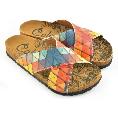 Afbeelding van GOBY Driehoek Patroon Slippers Sandalen Hoge kwaliteit Handmade Maat 39