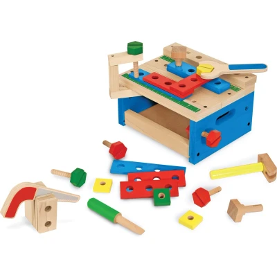 Afbeelding van Melissa &amp; Doug Hamer en zaaggereedschapsbank Houten bouwset (32 stuks)