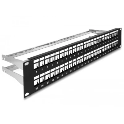 Afbeelding van Delock 19″ Keystone Patchpanel 48 Port mit Entlastungsschienen 2 HE