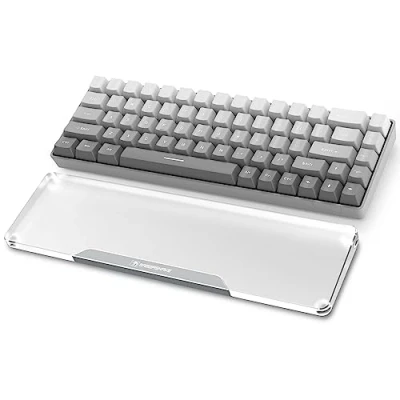 Afbeelding van MAMBASNAKE Ergonomische Polssteun voor 68 Key 65% Toetsenbord, Acryl Toetsenbord Pad, Premier Clear Acryl, Antislip Rubberen Voeten, Keyboard Wrist Rest Gaming/Typing/Laptop Zilver
