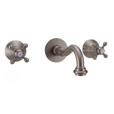Afbeelding van PB klassieke inbouw muurkraan met sterknoppen 25 cm uitloop RVS 1208855132