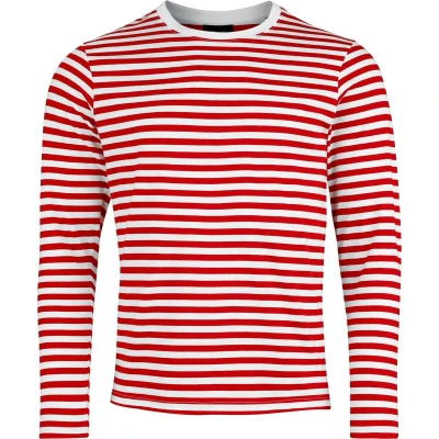 Afbeelding van Brandit Stripe Jersey Shirt met lange mouwen, wit rood, afmeting M voor man