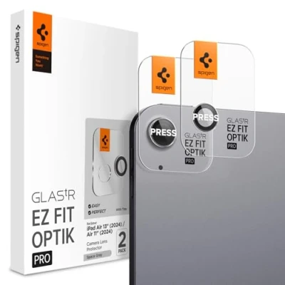 Afbeelding van Spigen Glas.tR EZ Fit Optik Pro Camera Screenprotector compatibel met iPad Air 11 Inch /13 (2024), 2 Stuks, SpaceZilver, 9H Glas