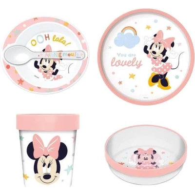 Afbeelding van THERMOBABY MINNIE Maaltijdpakket 1e leeftijd 1 knabbelschaar + kom kopje met handvat 2 lepels