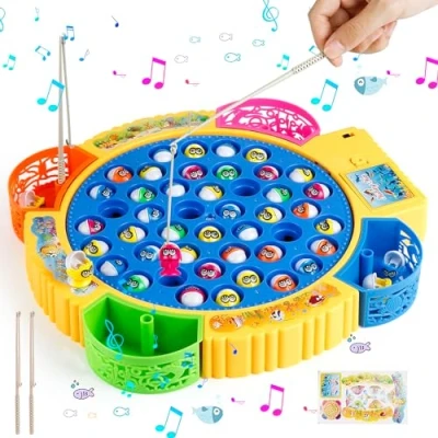 Afbeelding van Euakee Elektrische visspellen, speelgoed voor kinderen van 2 tot 4 jaar, visspellen met 45 vissen, hengels kinderen, Montessori muziekspellen, educatief spel, cadeau jongens en meisjes, 3,