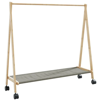 Afbeelding van vidaXL Kledingrek met schappen en wielen 106x34x106,5 cm bamboe