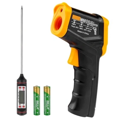 Afbeelding van Gvolatee digitale infraroodthermometer, 50C 600C instelbare emissiviteit laserthermometer, keukenthermometer, contactloos lasertemperatuurpistool, voor keuken/pizza/industrie/reparatie