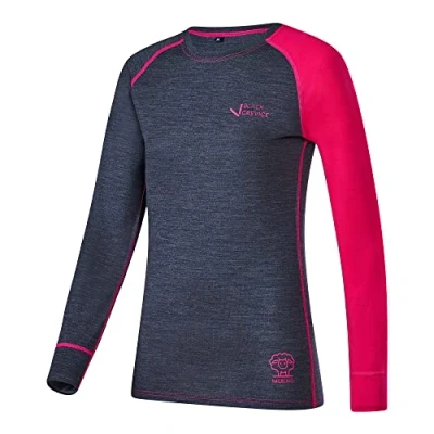 Afbeelding van Black Crevice Damesshirt met lange mouwen van merinowol, antraciet/roze, 38