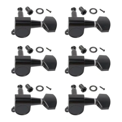 Afbeelding van 6R Rechts Elektrische Gitaar String Tuning Pegs Keys Tuners voor Strat Tele Zwart