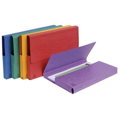Afbeelding van Exacompta ref. 4790E Set van 5 glanskartonnen Pocketmappen met 32 mm expansie 265 g/m² FSC® gecertificeerd Afmetingen: 24 x cm voor A4 documenten geassorteerde kleuren