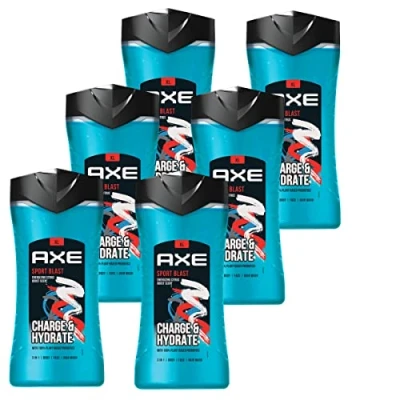 Afbeelding van Axe 3 in 1 Douchegel, Facewash &amp; Shampoo Mannen Sport Blast 6 x 400 ml XL Voordeelverpakking