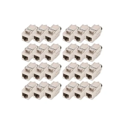 Afbeelding van DIGITUS Keystone module Cat 8.1 24 stuks RJ45 netwerkcontactdoos Cat8 Afgeschermd 2000 MHz 25GBase T &amp; 40GBase 25 Gbit/s 40 AWG 26/7 tot 22/1 Montage zonder gereedschap