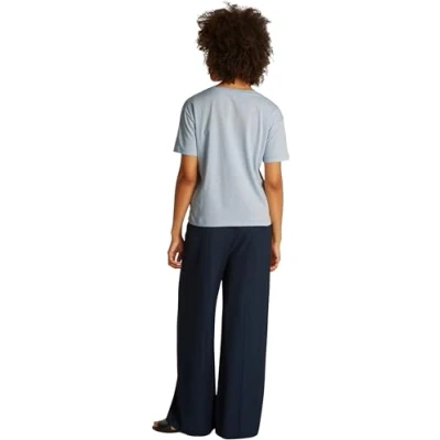 Afbeelding van Tommy Hilfiger Textured Vneck Tshirt basic, Dames, Maat: 3XL, Sky blue