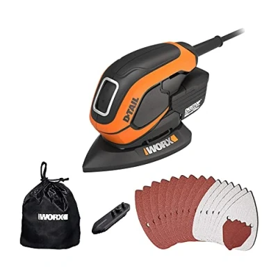 Afbeelding van Worx WX648 Slijper 55 W, 230 V, ergonomische handschuurmachine voor het slijpen, ook op moeilijk bereikbare plaatsen, Duststop microfilter schoon werken