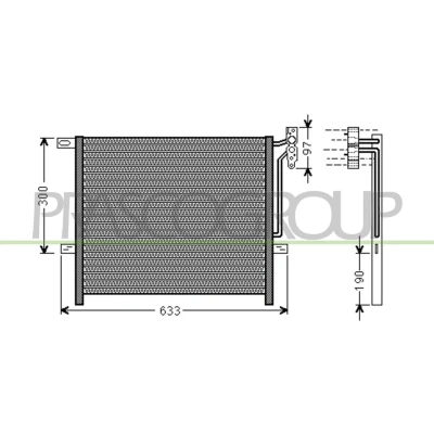 Afbeelding van PRASCO BM802C001 Condensor Airco 15mm 13mm Aluminium 536mm R134a