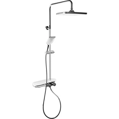 Afbeelding van Cornat Compleet douchesysteem Great verchroomd met thermostaatmixer en glazen plank handdouche 3 straalsoorten: normale straal massage variabele stijgbuis / TECBW3424