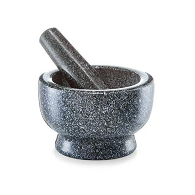 Afbeelding van Zeller, 24501, vijzel en stamper set, graniet, antraciet, ca. 13 x 8 cm.