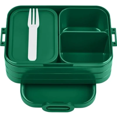 Afbeelding van Mepal Bento Lunchbox Take A Break Midi, broodtrommel met bentobox, maaltijdprepbox voor sandwiches, kleine snacks en restjes, snack lunch, voedselbox vakken, 900 ml, Vivid Green