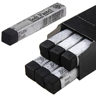 Afbeelding van 6pcs Vierkante Zwarte Zachte Pastel Set, Professionele Kunstenaar Schetsen Krijt Pastels Sticks Olieverfschilderij Kit Art Kleurpotloden Niet Giftig Individuele Kleur Tekening Voor