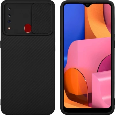 Afbeelding van Cadorabo Hoesje geschikt voor Samsung Galaxy A20s in Bonbon Zwart Beschermhoes van flexibel TPU silicone Case Cover en met camerabescherming